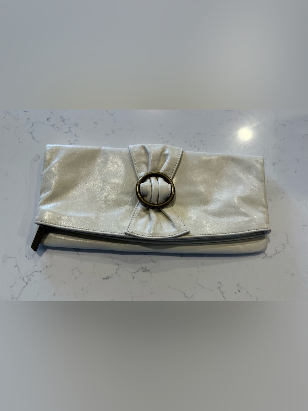 Hobo International Vintage Cream Leather Knot-Detail Clutch